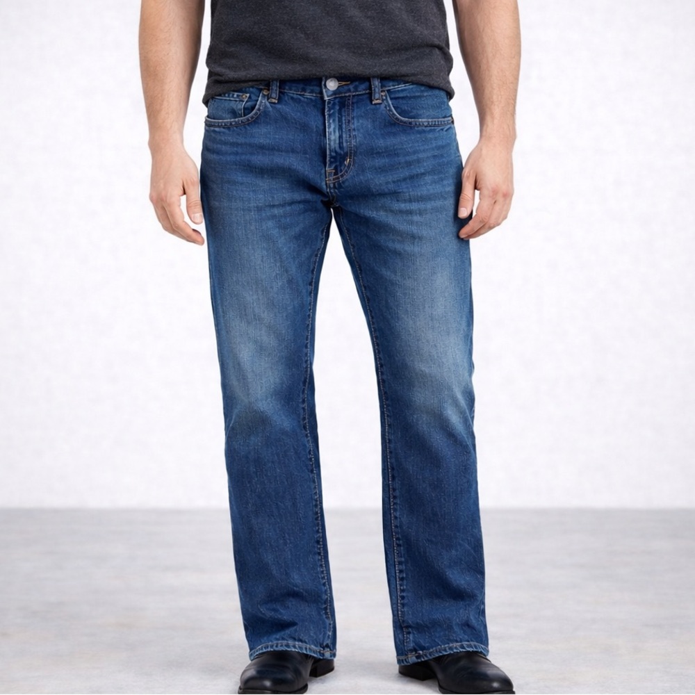 Lee Jeans Mens 32 Blue  Denim Extreme Motion Slim Straight Mid Rise Performance